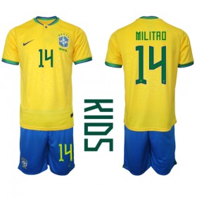 Baby Fußballbekleidung Brasilien Eder Militao #14 Heimtrikot WM 2022 Kurzarm (+ kurze hosen)